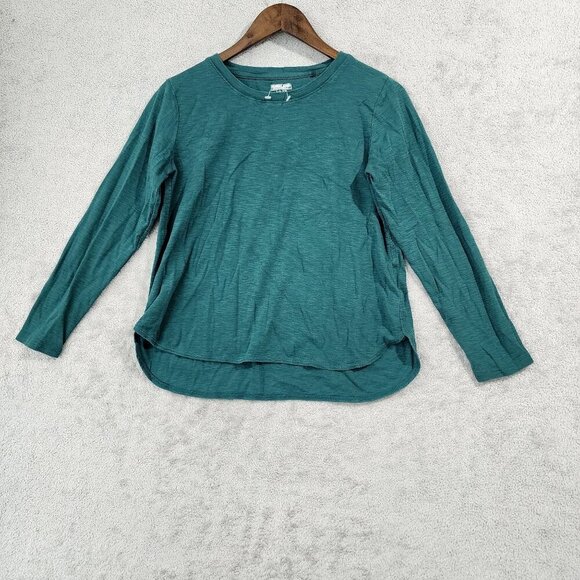 Kirkland Womens S Signature Teal Long Sleeve Crew Neck Shirt 100% Cotton - Picture 2 of 6